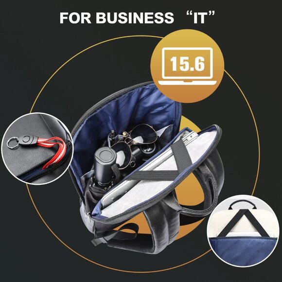 Men's Black 4 15-15.6 inch Business Professional Lightweight Backpack Charging - Picture 5 of 6